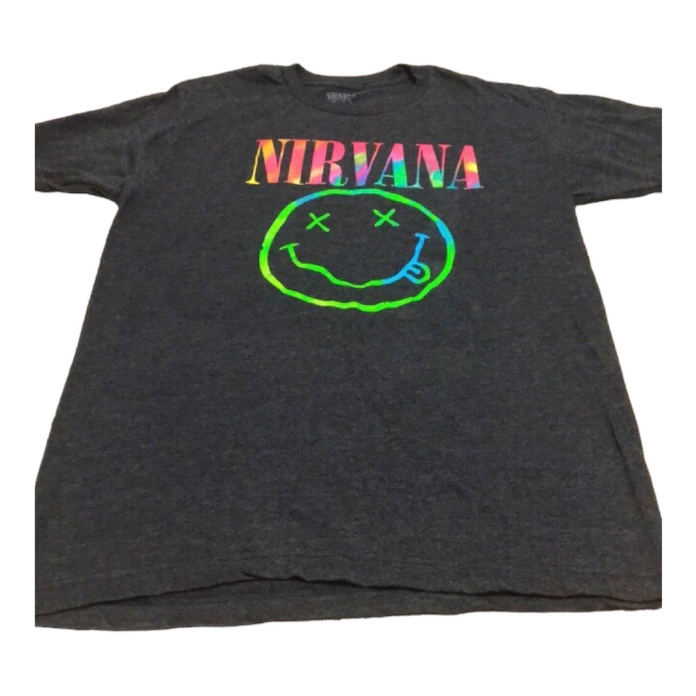 Nirvana Rainbow Neon Graphic Band Tee Size Large